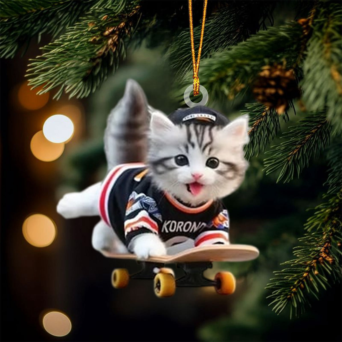 Cute Cat Christmas Ornament, Gifts For Cat Lovers Ornament