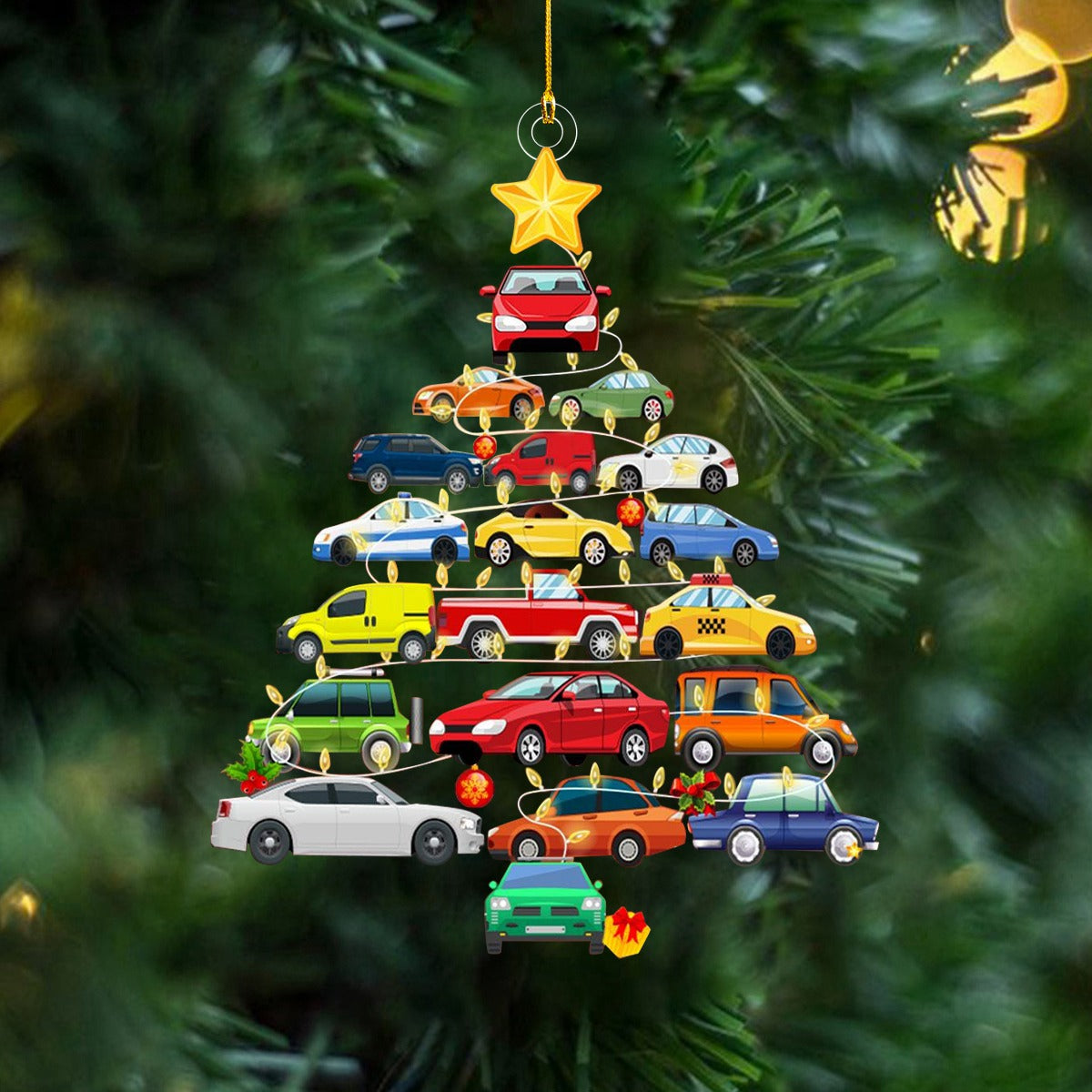 Cars Tree Christmas Ornament, Car Lover Gift