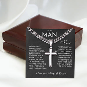 My Man Gift- Cuban Chain with Artisan Cross Necklace