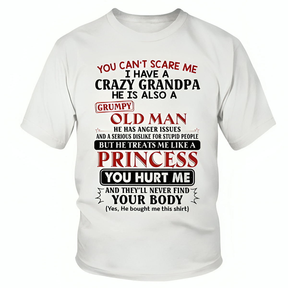 You Can't Scare Me I Have A Crazy Grandpa Youth T-Shirt