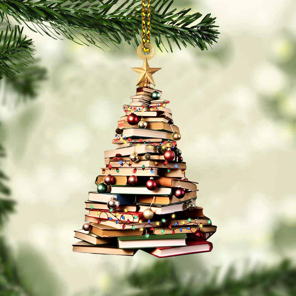 Christmas Book Tree Ornament, Book Lover Christmas Ornament