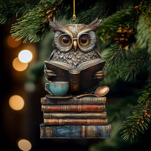 Christmas Book And Owl Ornament, Perfect Gift For Book Lovers