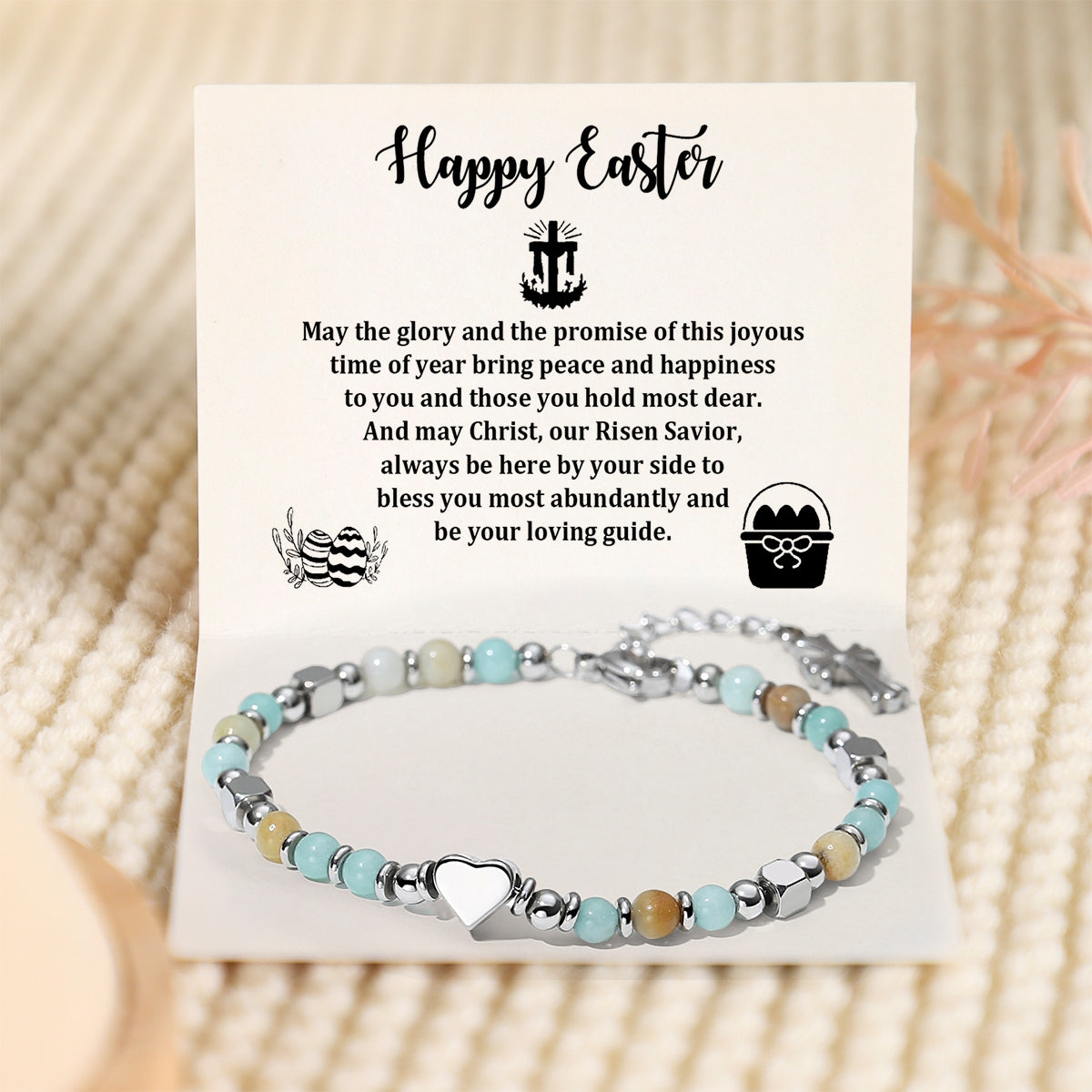 Happy Easter - Always Be Here By Your Side to Bless - Religious Cross Bracelet