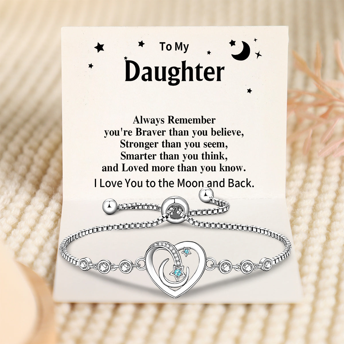 To My Daughter - I Love You to the Moon and Back Bracelet