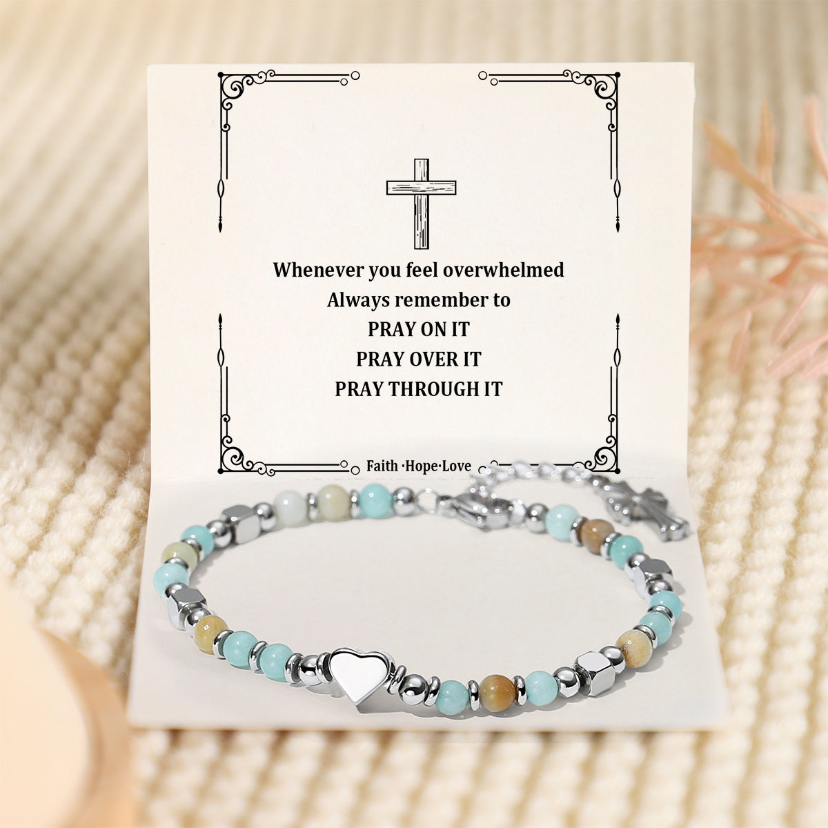Whenever You Feel Overwhelmed Always Remember to Pray - Religious Cross Bracelet
