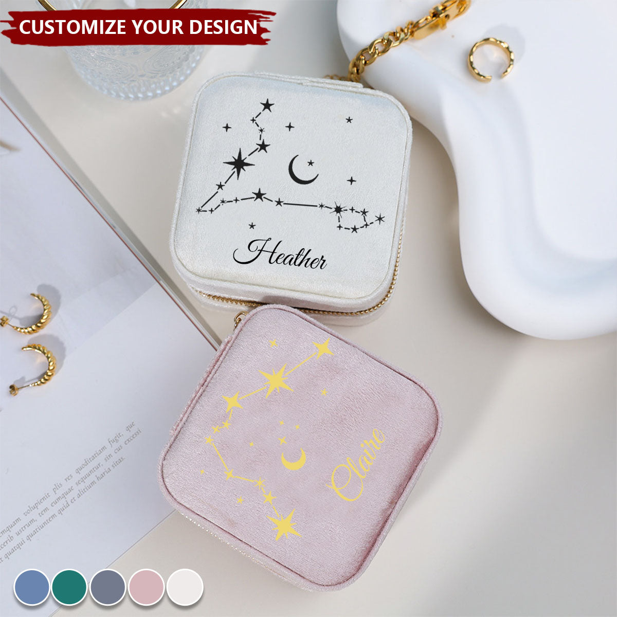 Zodiac Sign Jewelry Box - Personalized Star Sign Name Jewelry Box