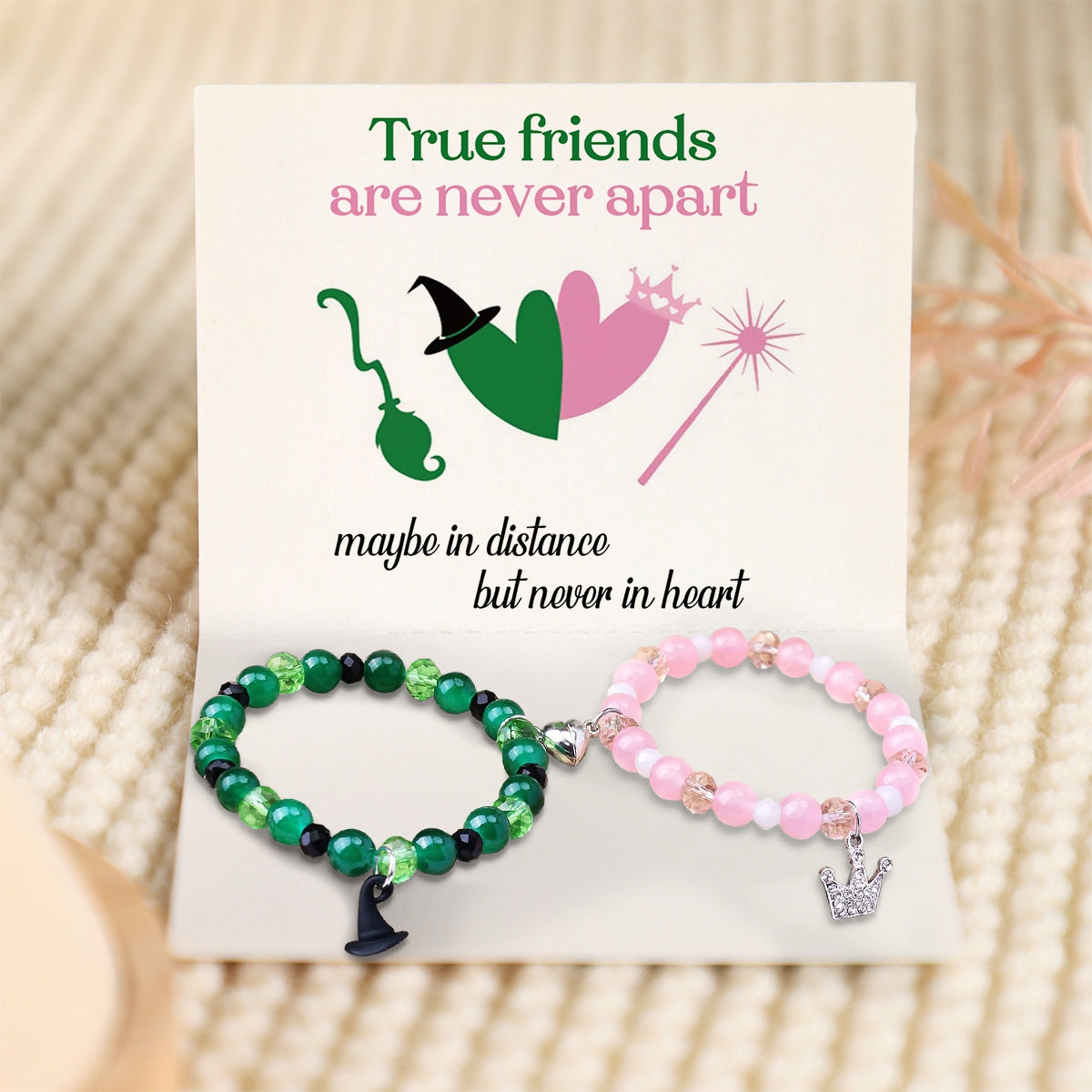 To Friend - True Friends Are Never Apart - Crown Hat Matching Bracelets