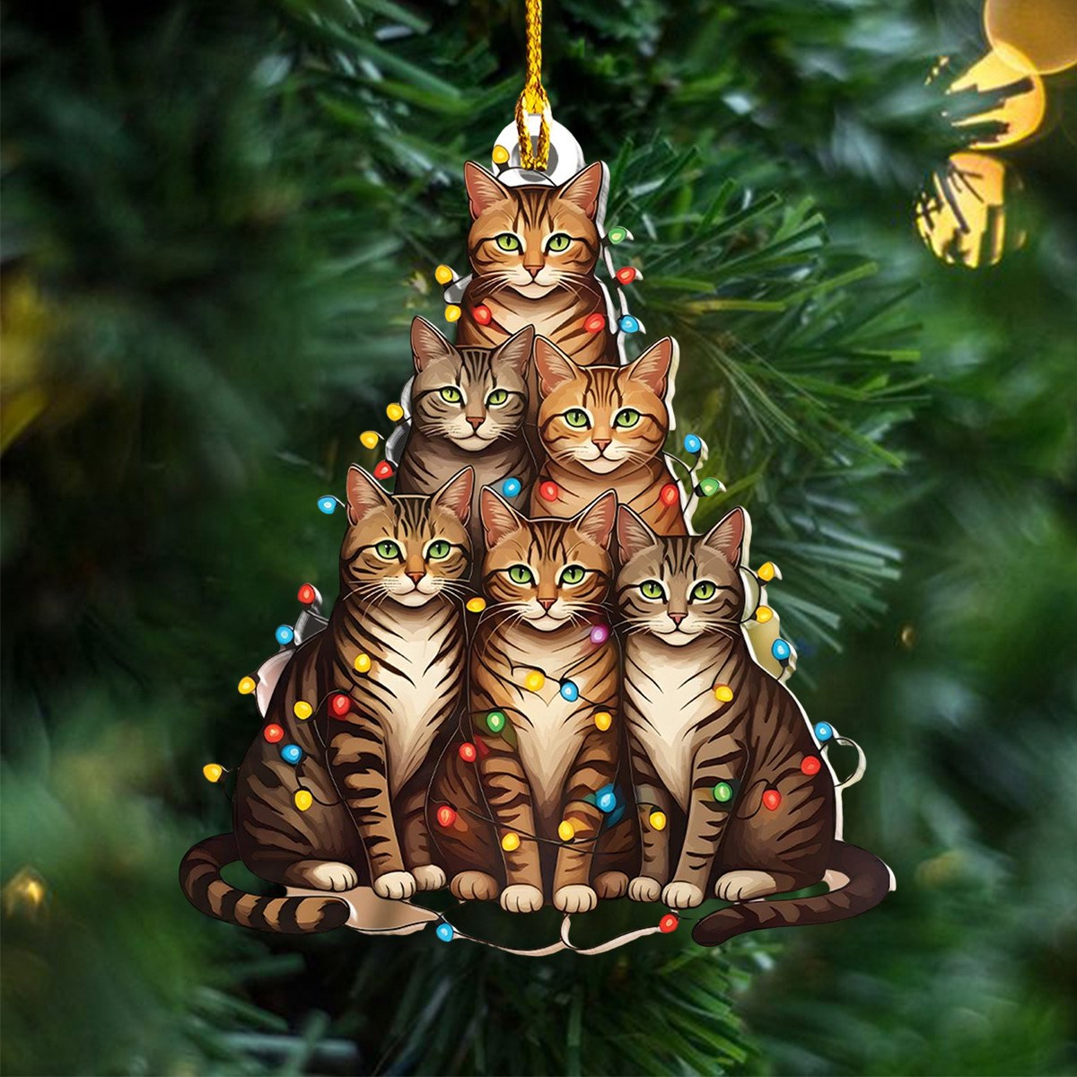Tabby Cats Christmas Tree Ornament, Christmas gift, Cats Lover Gift