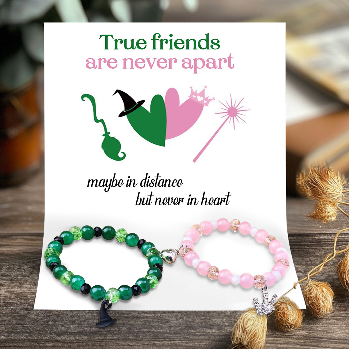 To Friend - True Friends Are Never Apart - Crown Hat Matching Bracelets