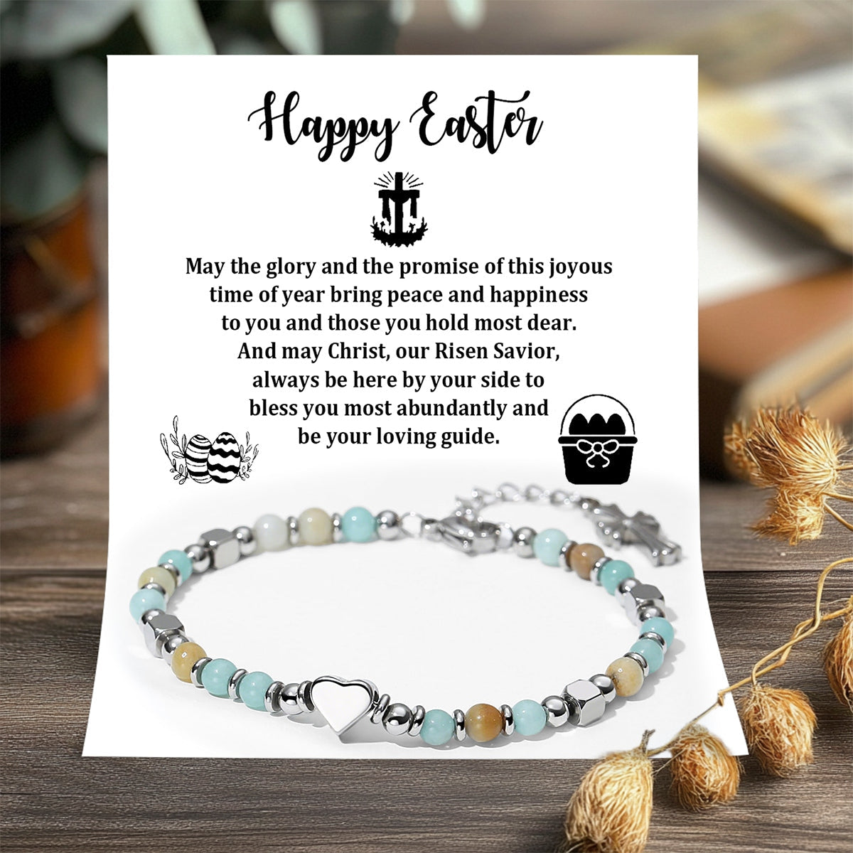 Happy Easter - Always Be Here By Your Side to Bless - Religious Cross Bracelet