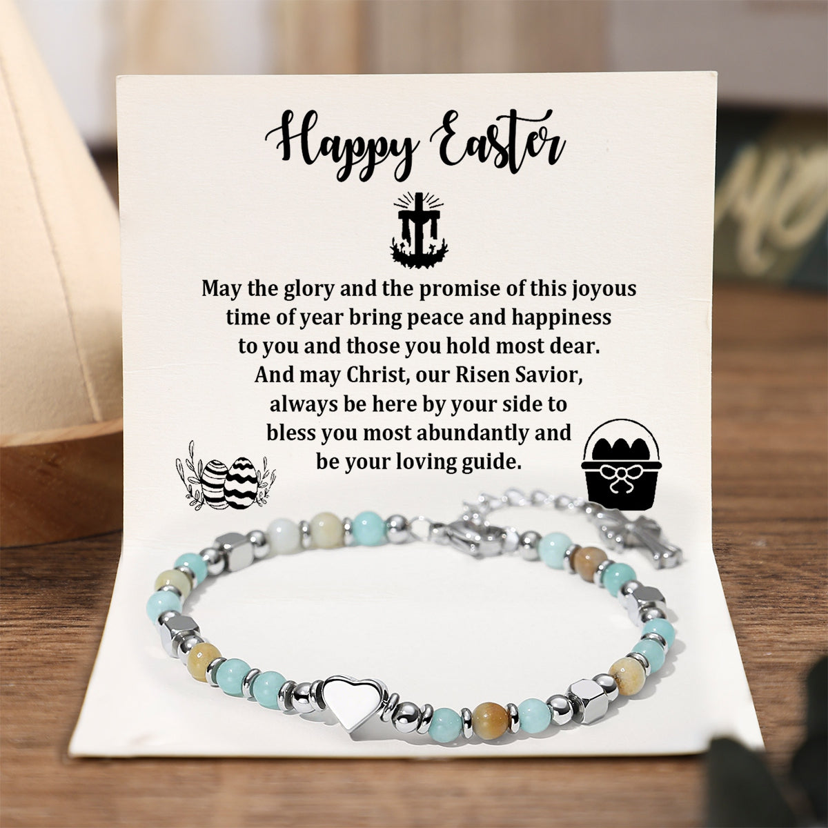 Happy Easter - Always Be Here By Your Side to Bless - Religious Cross Bracelet