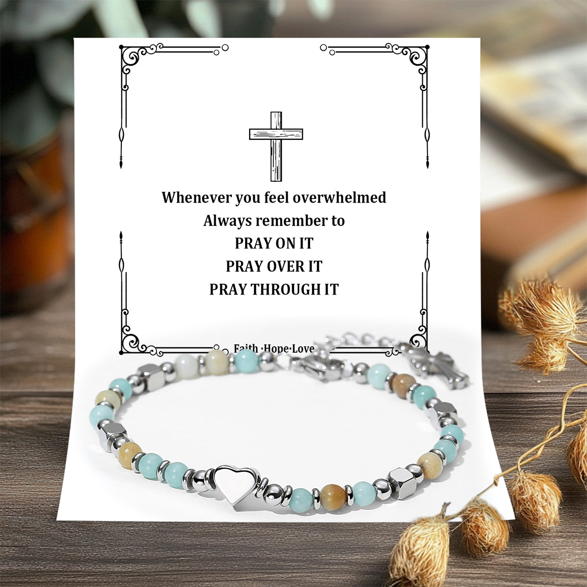 Whenever You Feel Overwhelmed Always Remember to Pray - Religious Cross Bracelet