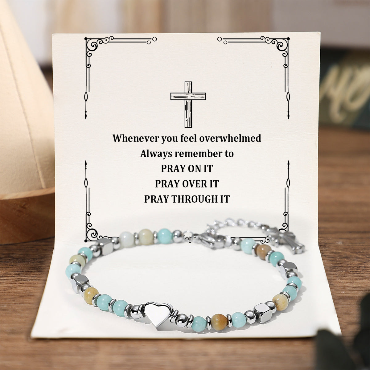 Whenever You Feel Overwhelmed Always Remember to Pray - Religious Cross Bracelet