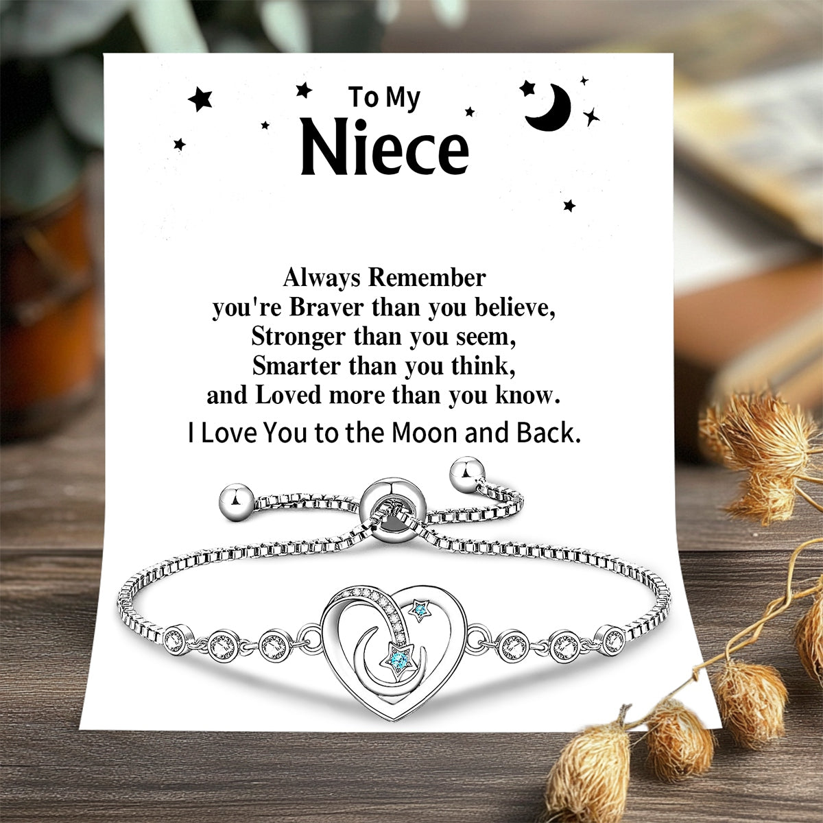To My Niece - I Love You to the Moon and Back Bracelet