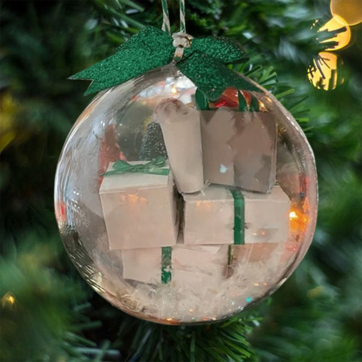 Fun Christmas Tree Ornament, Mini Wrapped PVC Transparent Ball Ornament, Suitable For Family Christmas Gifts