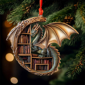 Enchanted Dragon Book Christmas Ornament, Book Lover Gift, Bookworm Gifts