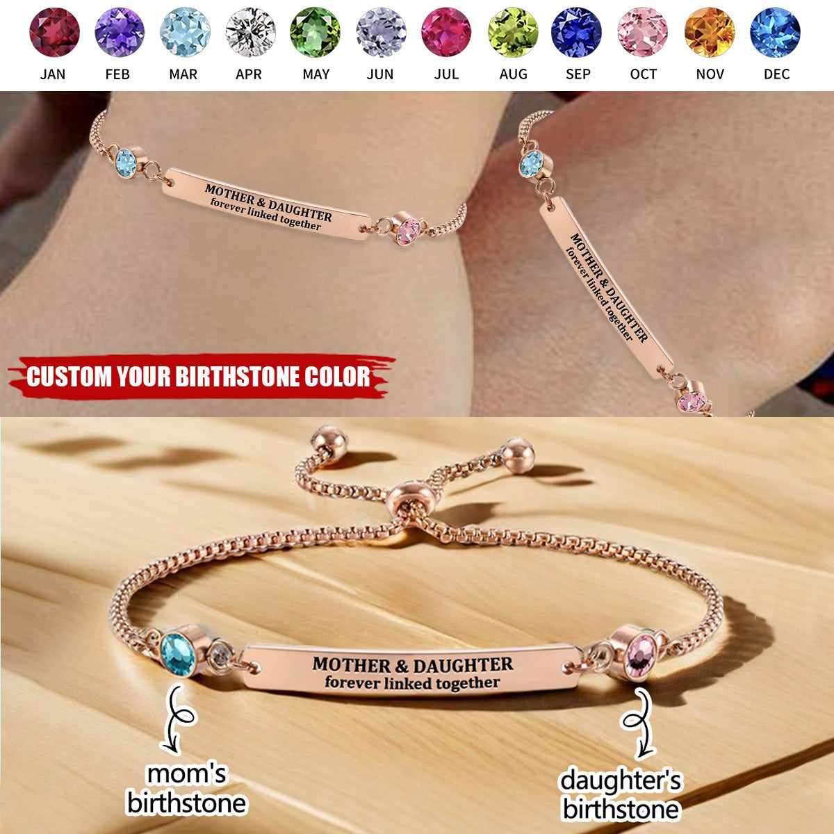 Bracciale Con Ciondolo Cuore Mamma E Figlia: 'Love Between A Mother And Daughter Is Forever'