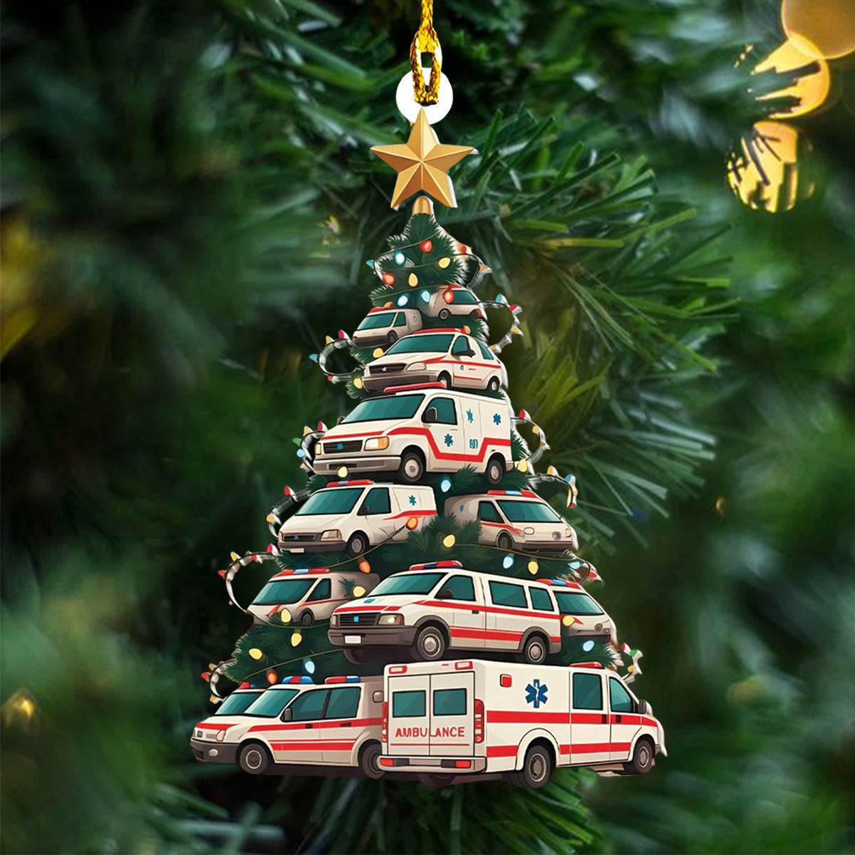 Ambulance Cars Christmas Tree Ornament, Gift For Emergency Services Charm