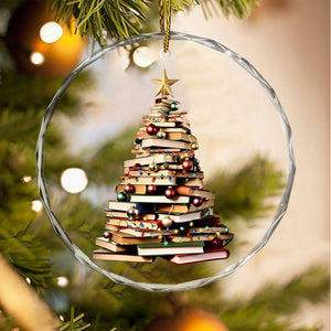 Christmas Book Tree Crystal Ornament, Perfect Gift For Book Lovers