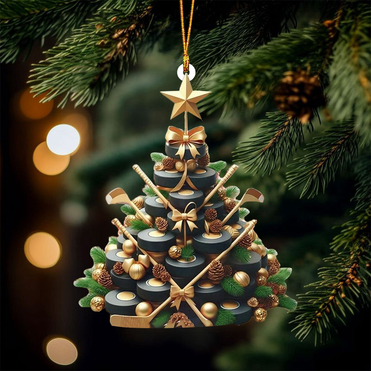 Hockey Puck Christmas Tree Ornament - Perfect Gift For Hockey Lovers