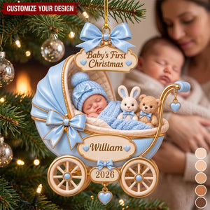 Personalized Commemorating Baby's First Christmas Acrylic Ornament With Name