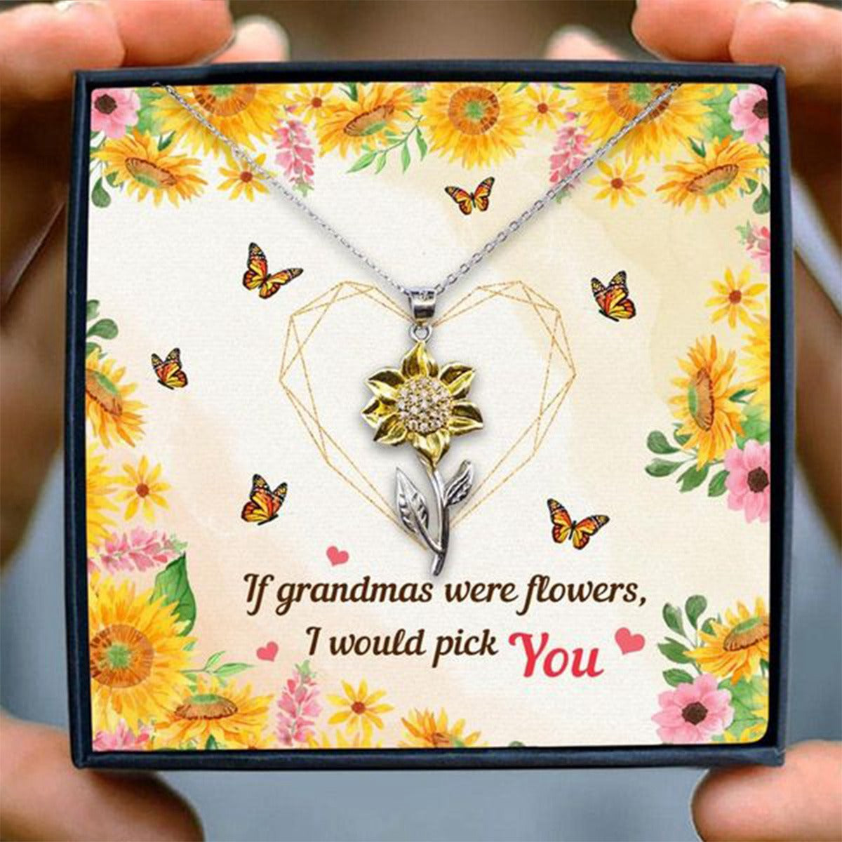 If Grandmas Were Flowers Sunflower Pendant Necklace