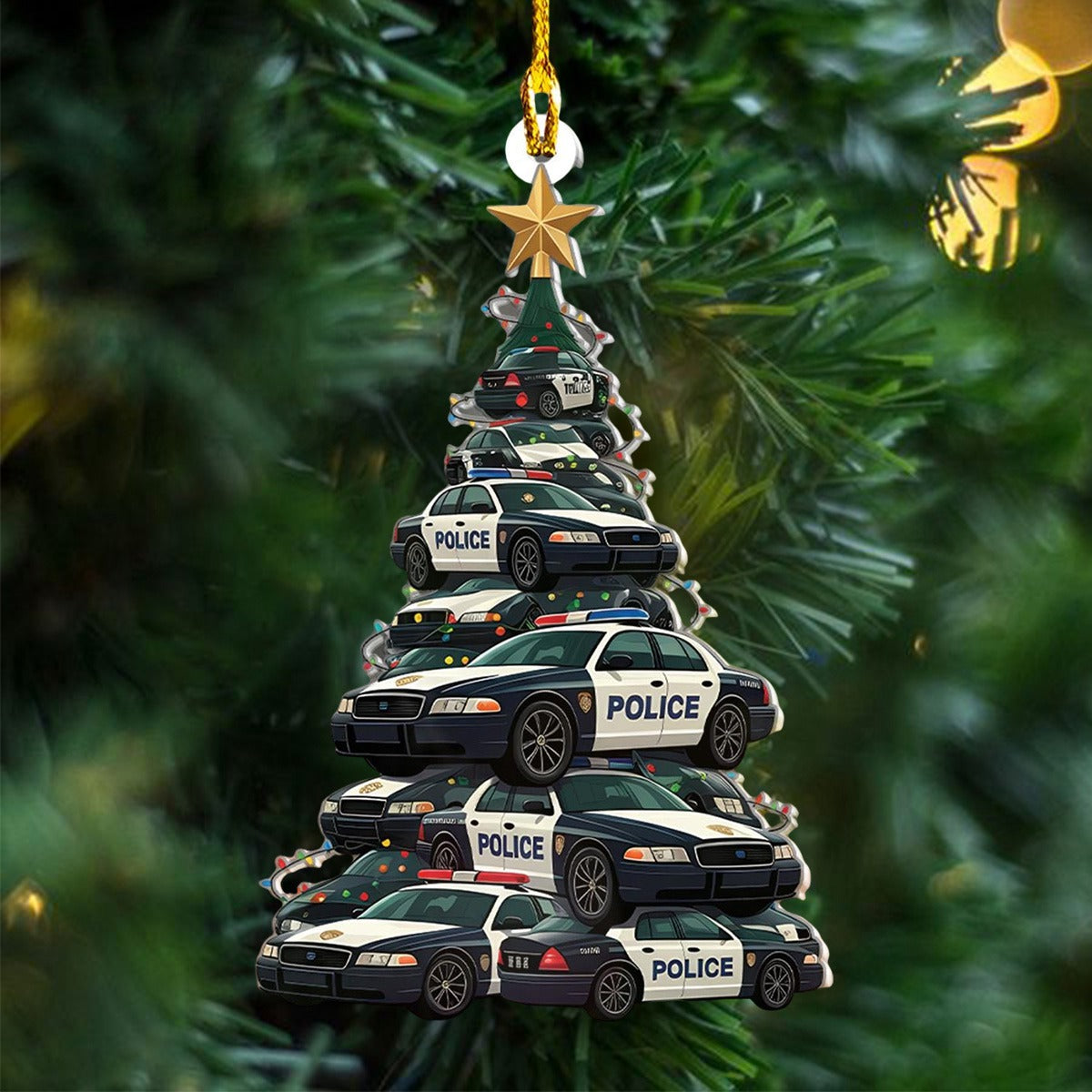 Police Cars Christmas Tree Ornament, Gift For Police Officers
