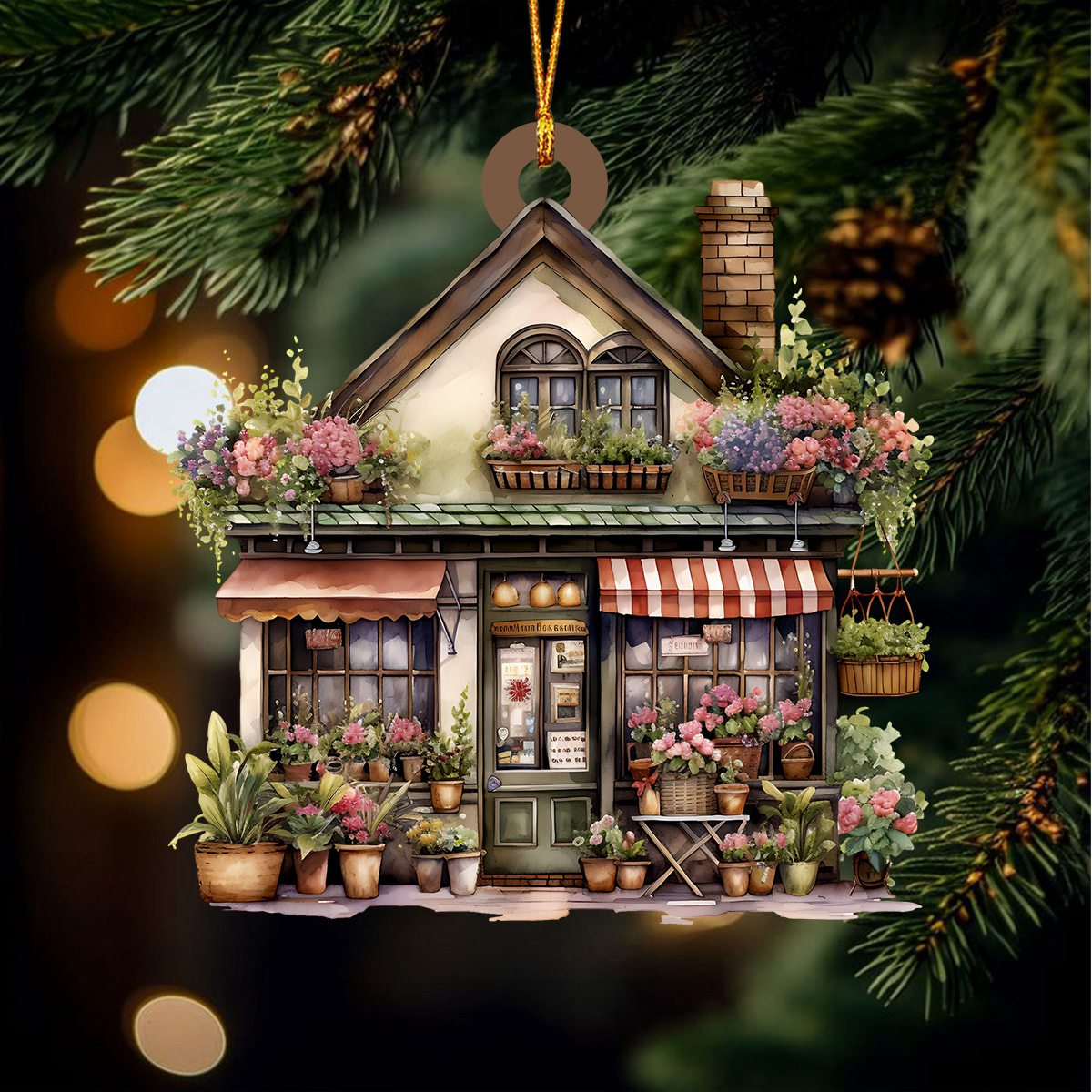 Flower Shop Christmas Ornament, Wonderful Gift For Flower Lovers