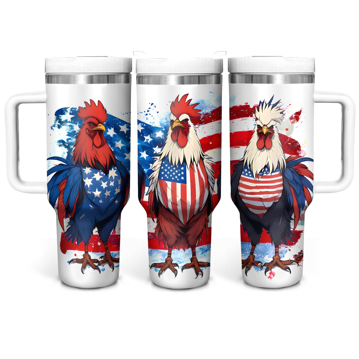 Patriot USA Chickens - Tumbler with Handle - Gift For Chicken Lovers - NCU0DV042