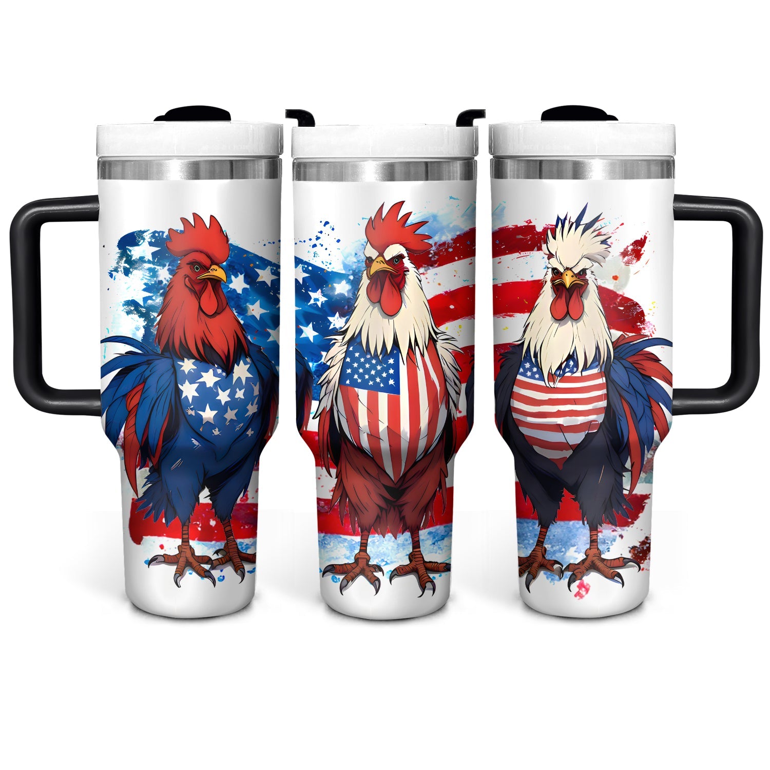 Patriot USA Chickens - Tumbler with Handle - Gift For Chicken Lovers - NCU0DV042