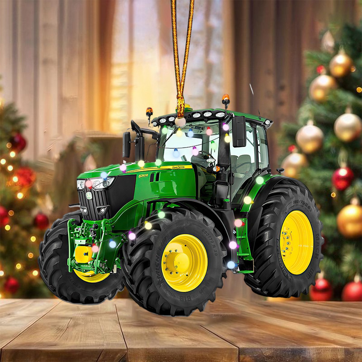 Farmer Tractor With Christmas Ornament