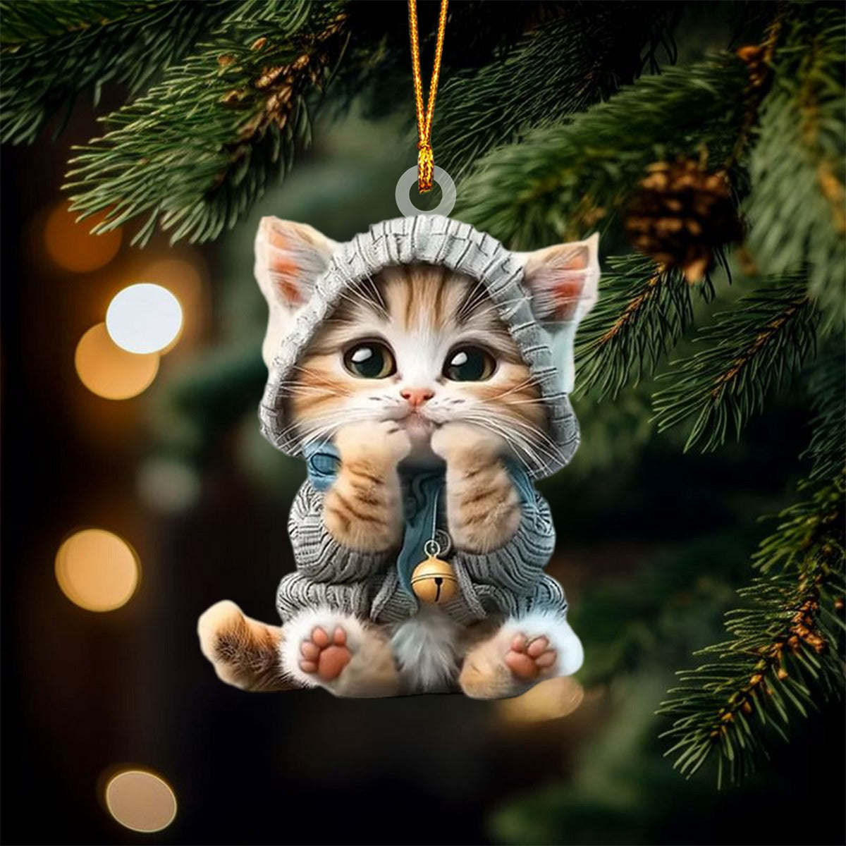 Cute Cat Christmas Ornament, Gifts For Cat Lovers Ornament
