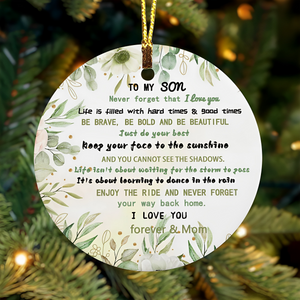 Never Forget That I Love You - Gifts for Son Christmas Ceramic Ornament