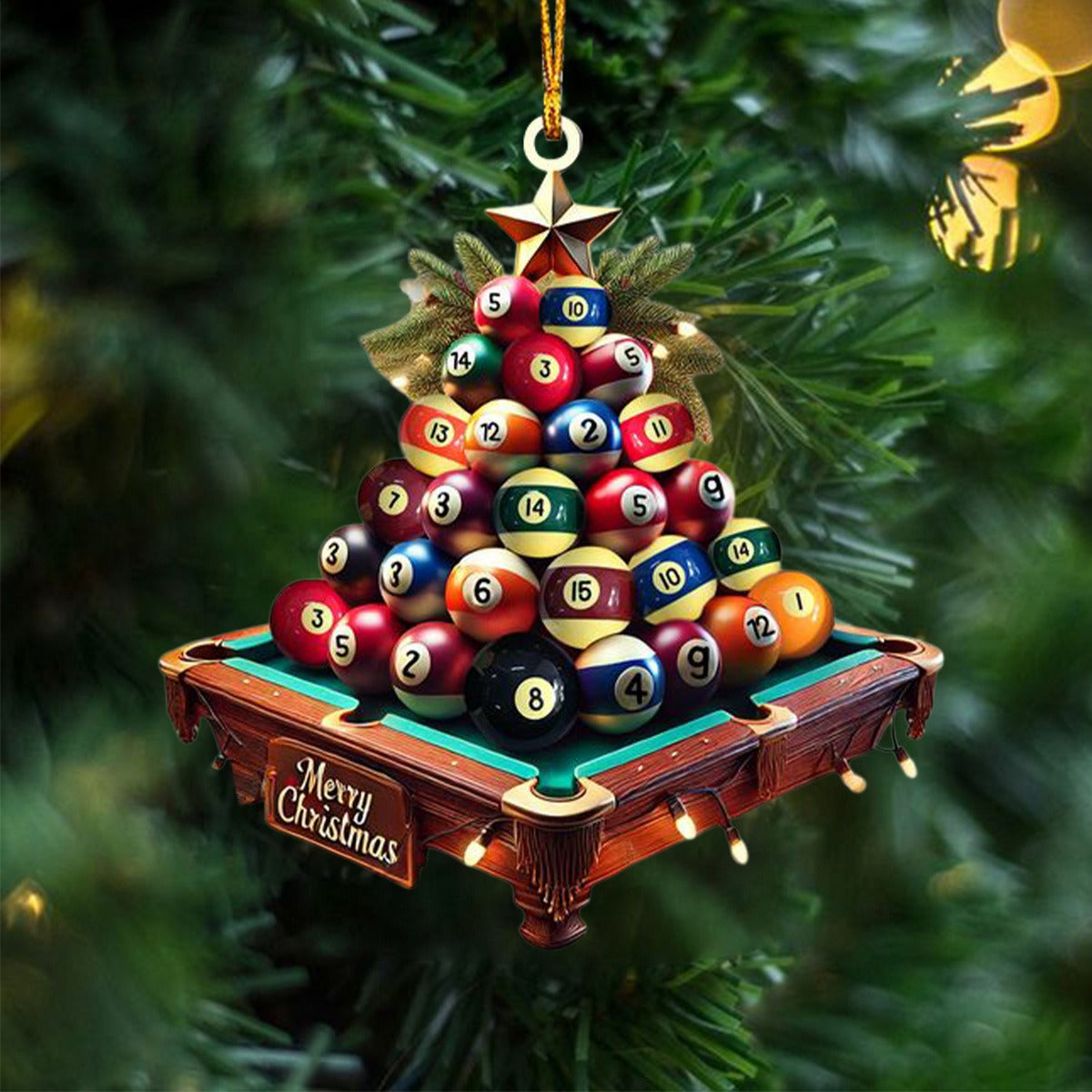 Billiard Ball Tree Christmas Ornament, Billiard Ball Lover