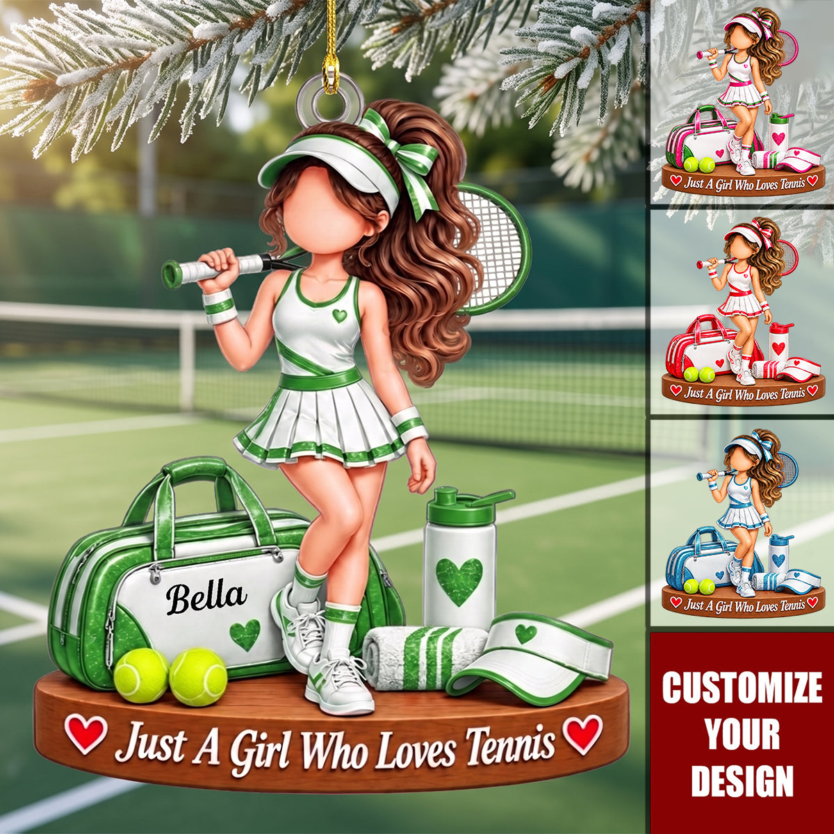 Personalized Ornament For Girls Who Love Tennis, Custom Name Tennis Player Christmas Gift