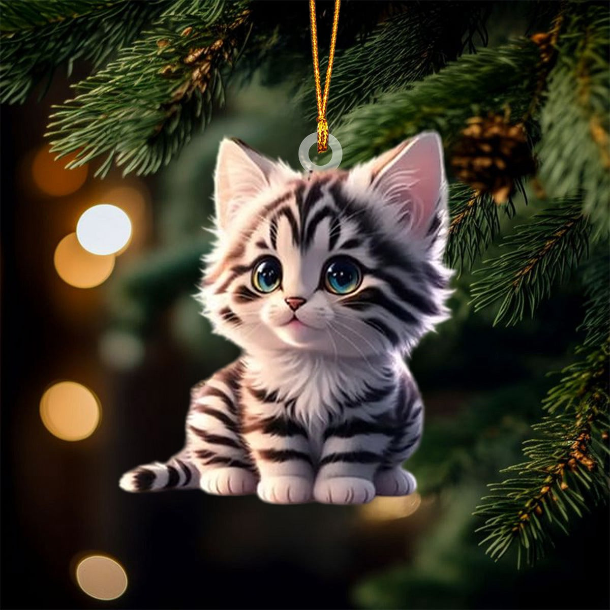 Cute Cat Christmas Ornament, Gifts For Cat Lovers Ornament