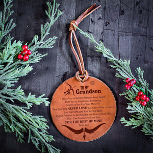 To My Grandson - You Will Never Lose - Leather Ornament