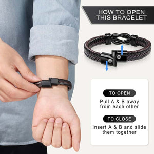 To My Grandson - You Will Never Lose - Men Infinity Leather Bracelet