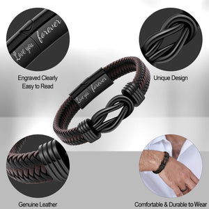 To My Grandson - You Will Never Lose - Men Infinity Leather Bracelet