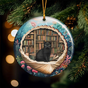 Black Cat Sea Shell Ornament - Perfect Gift For Book Lovers