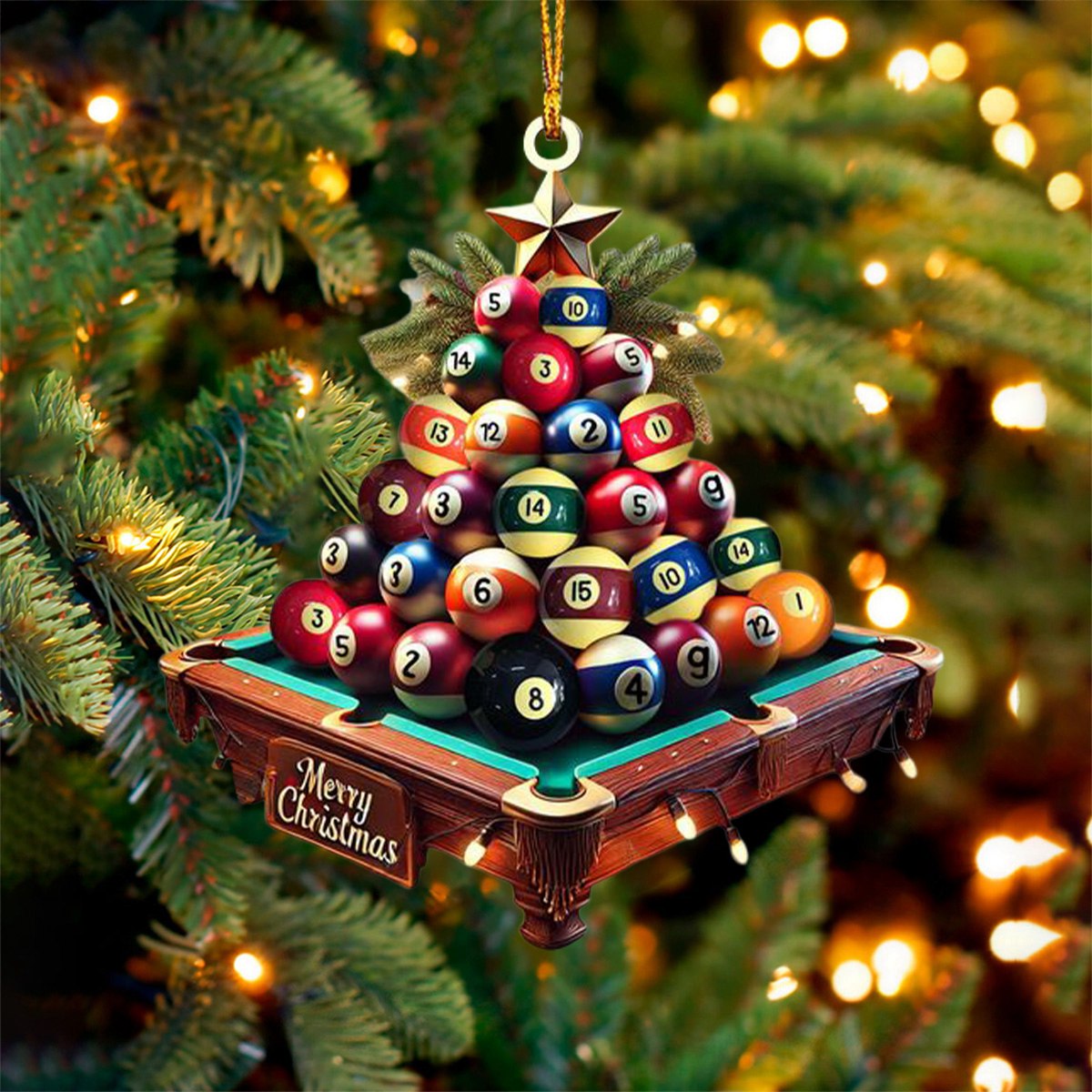 Billiard Ball Tree Christmas Ornament, Billiard Ball Lover