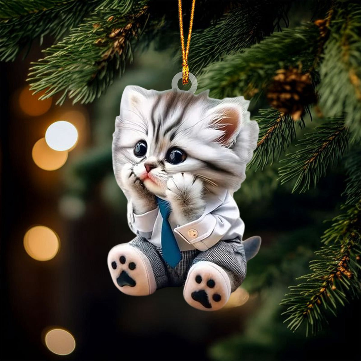 Cute Cat Christmas Ornament, Gifts For Cat Lovers Ornament