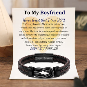 To My Boyfriend - Love You Forever - Men Infinity Braided Leather Bracelet