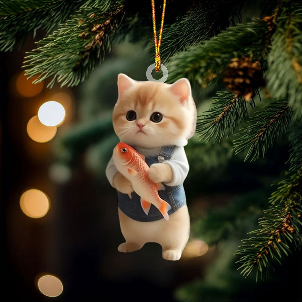 Cute Cat Christmas Ornament, Gifts For Cat Lovers Ornament