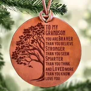 To My Grandson - Loved More Than You Know - Leather Ornament