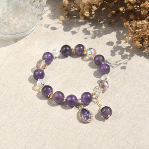 To My Granddaughter, Drive Away Your Anxiety Amethyst Drop Bracelet