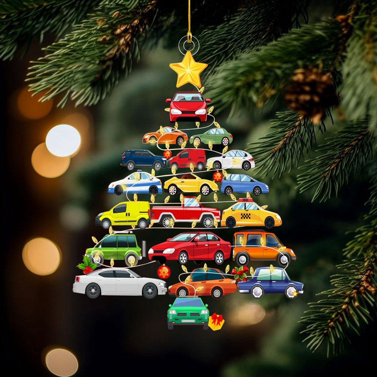 Cars Tree Christmas Ornament, Car Lover Gift