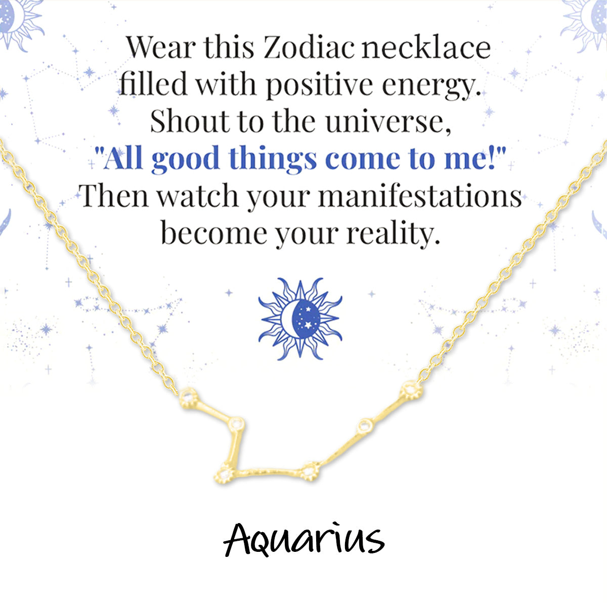 Zodiac Signs Spirit Outline Necklace