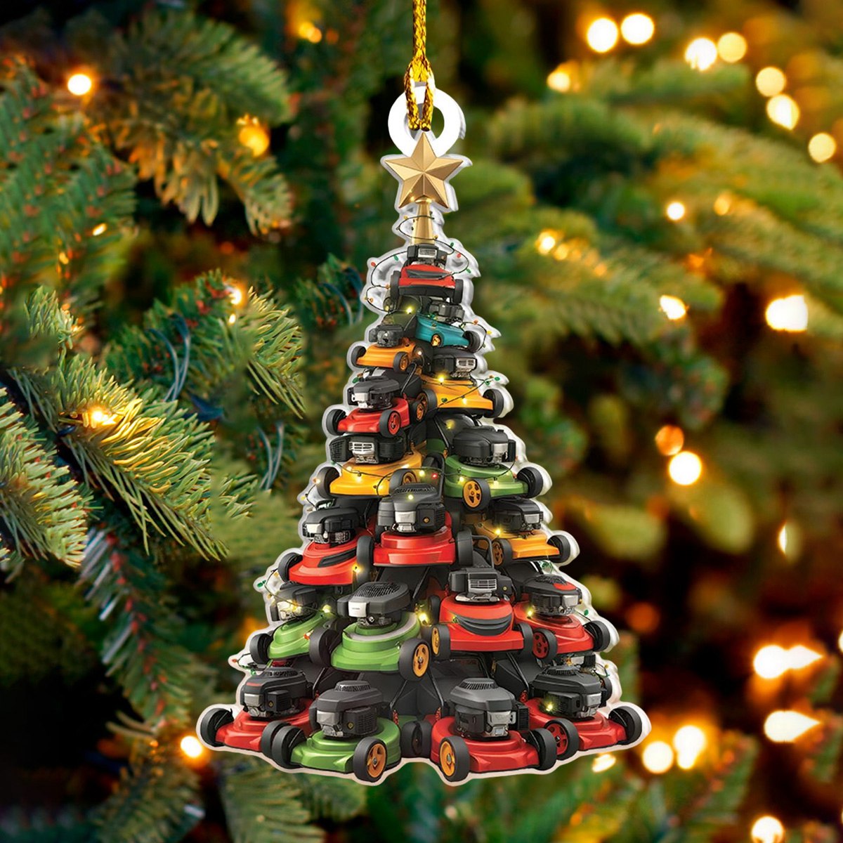 Lawn Mowers Christmas Tree Ornament, Holiday Gardeners Ornament, Gardening