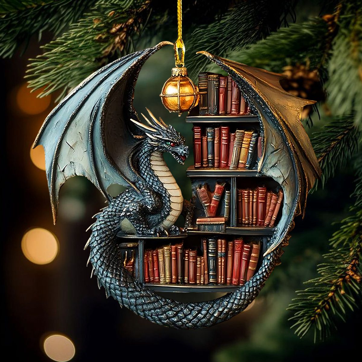 Dragon Book Christmas Ornament, Perfect Gift For Book Lovers, Bookworm Gifts